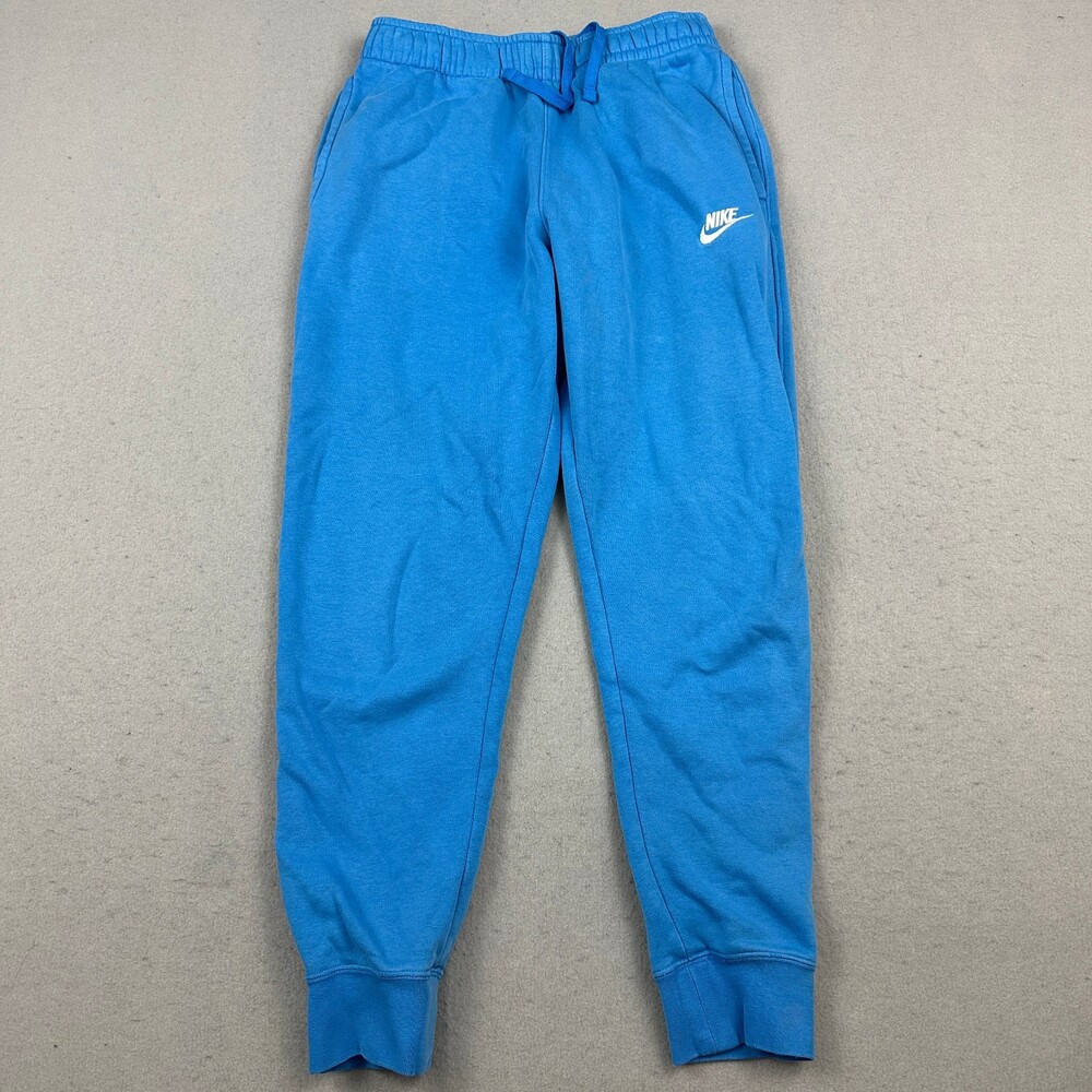 Nike Pants Men Small Blue Jogger Tapered Woven Swoosh Embroidery Drawstring S